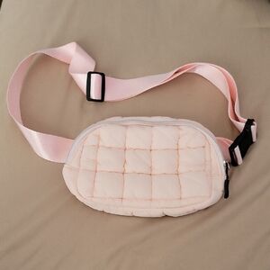 Baby Pink Quilted Belt Bag